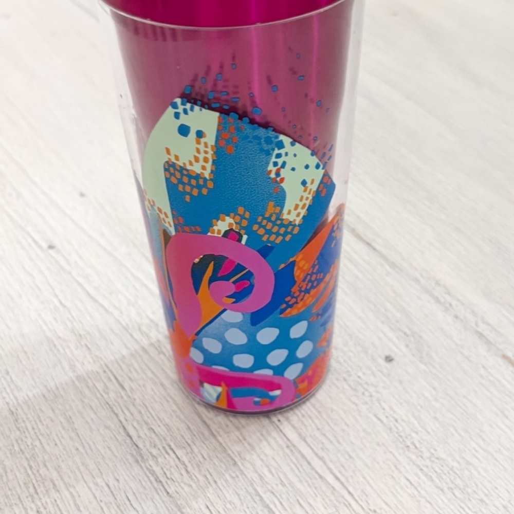 STARBUCKS 2024 Summer Magenta Abstract Floral 16oz Tumbler With Lid